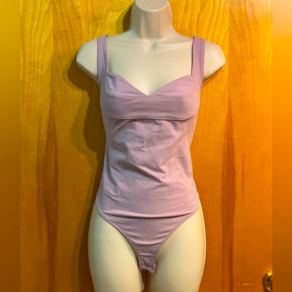 NWT Free People intimately body suit,Dawn Pink,sweetheart neckline,snap thong,L